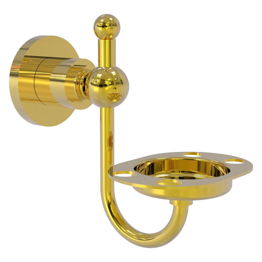 Allied Brass Astor Place 4.3" x 3.5" Polished Brass Solid Brass Wall-Mounted Tumbler Toothbrush Holder