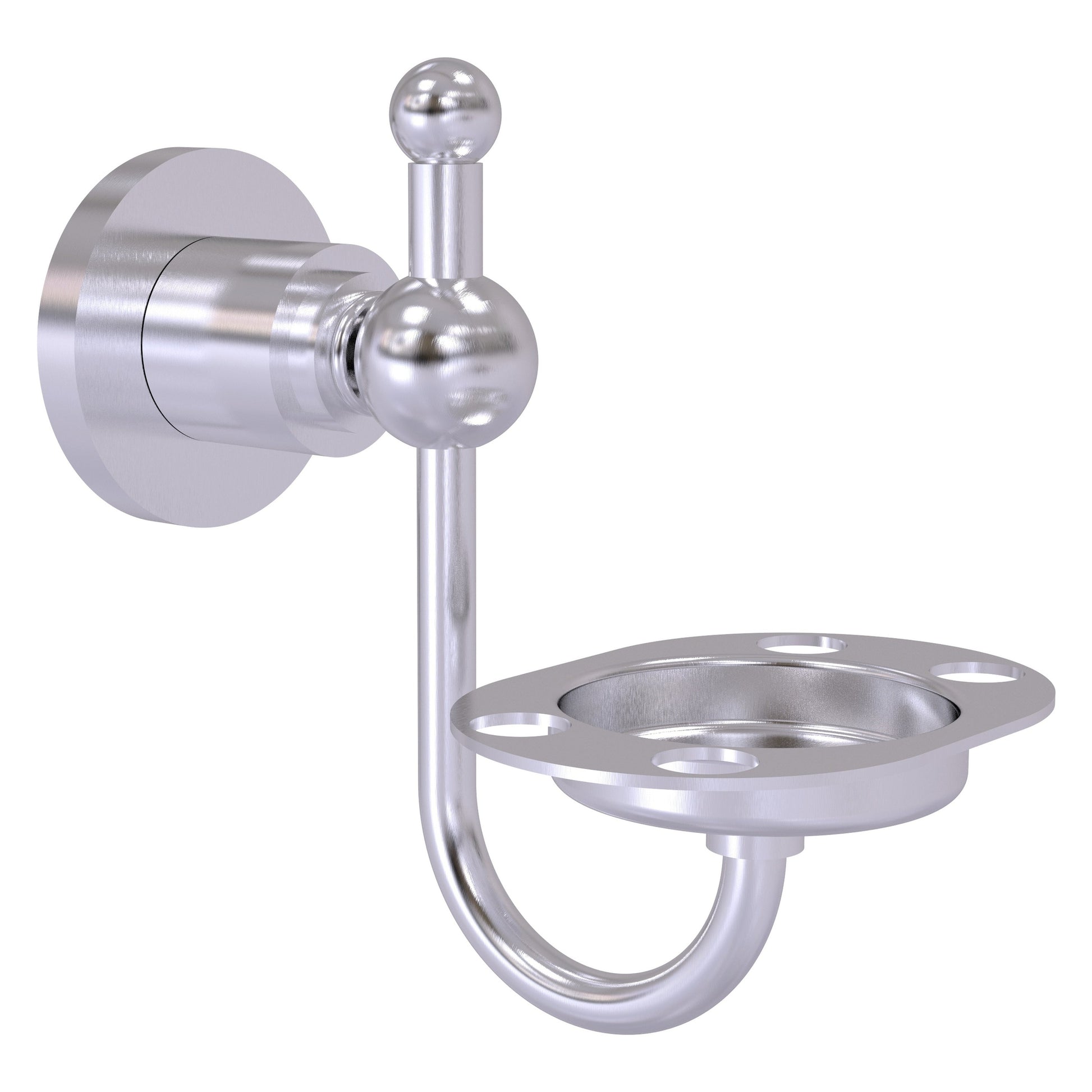 Allied Brass Astor Place 4.3" x 3.5" Satin Chrome Solid Brass Wall-Mounted Tumbler Toothbrush Holder