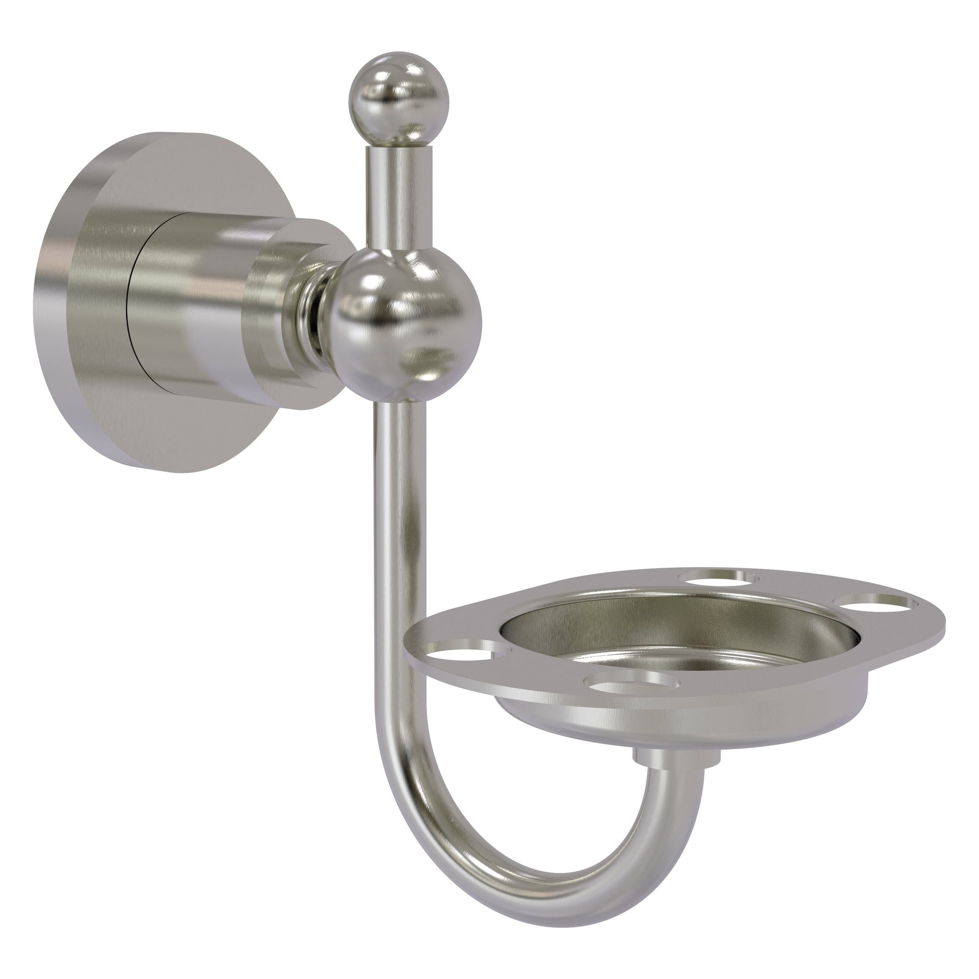 Allied Brass Astor Place 4.3" x 3.5" Satin Nickel Solid Brass Wall-Mounted Tumbler Toothbrush Holder