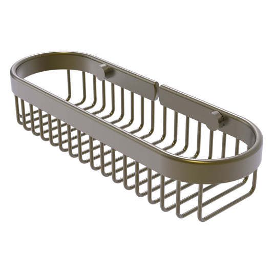 Allied Brass BSK-200LA 11" x 3.6" Antique Brass Solid Brass Oval Toiletry Wire Basket