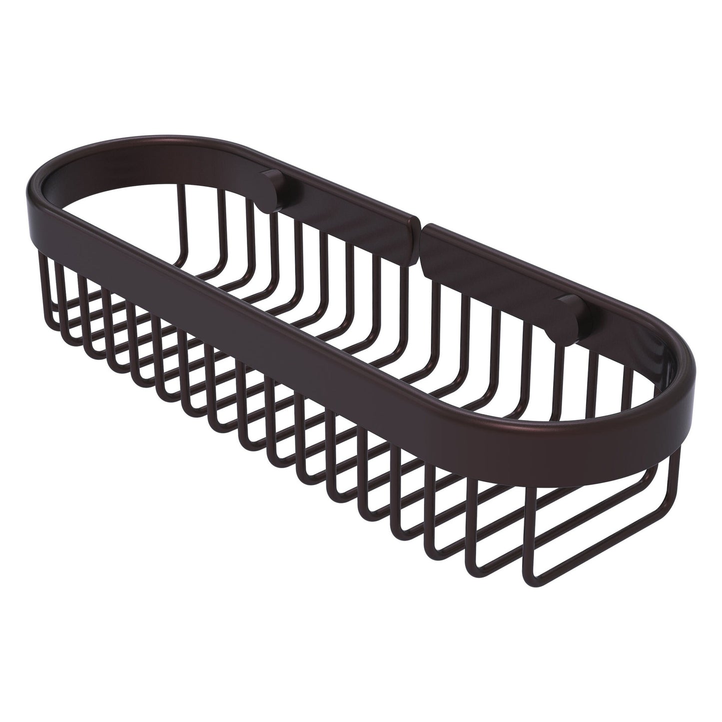 Allied Brass BSK-200LA 11" x 3.6" Antique Bronze Solid Brass Oval Toiletry Wire Basket