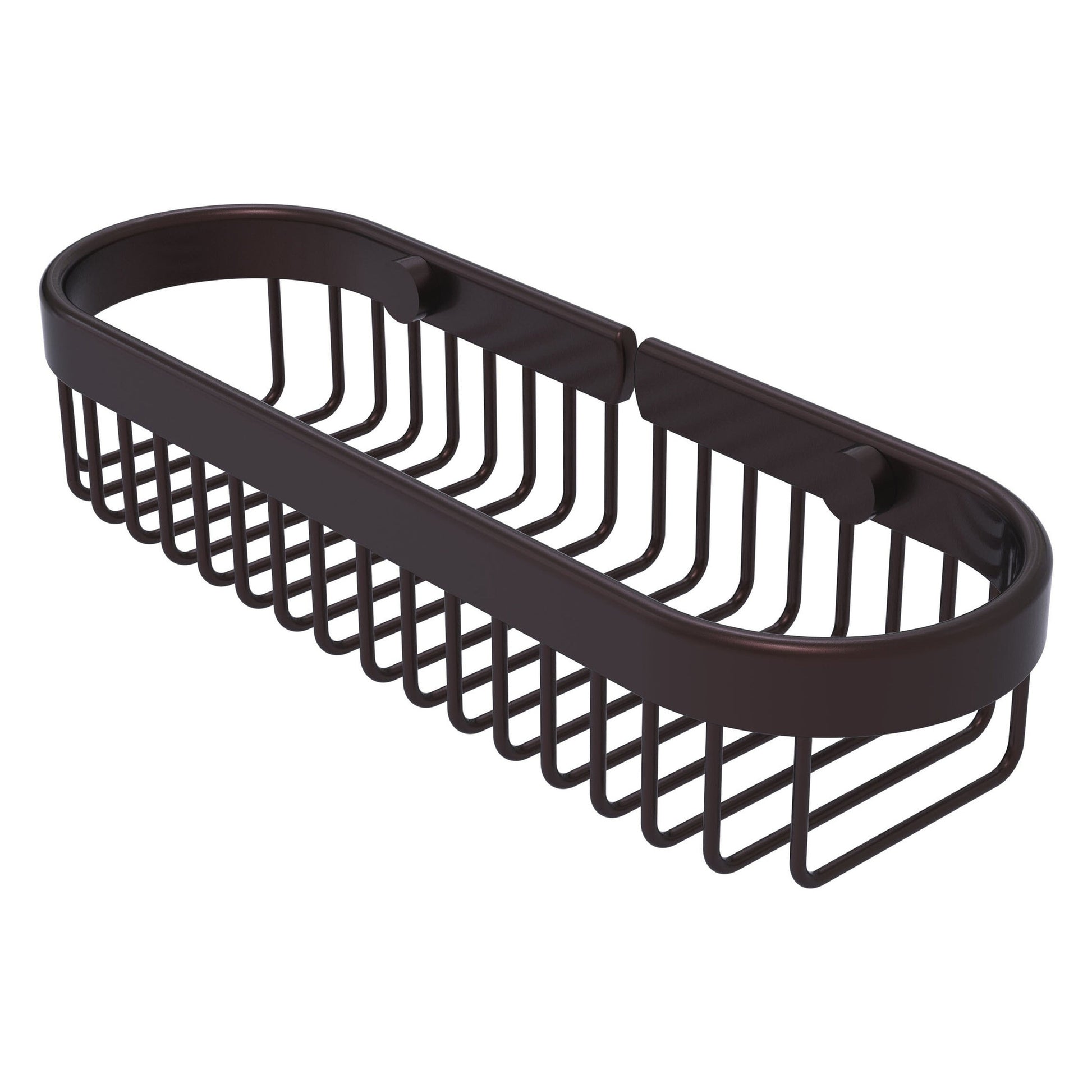 Allied Brass BSK-200LA 11" x 3.6" Antique Bronze Solid Brass Oval Toiletry Wire Basket