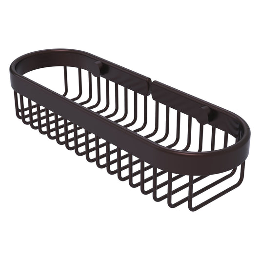 Allied Brass BSK-200LA 11" x 3.6" Antique Bronze Solid Brass Oval Toiletry Wire Basket