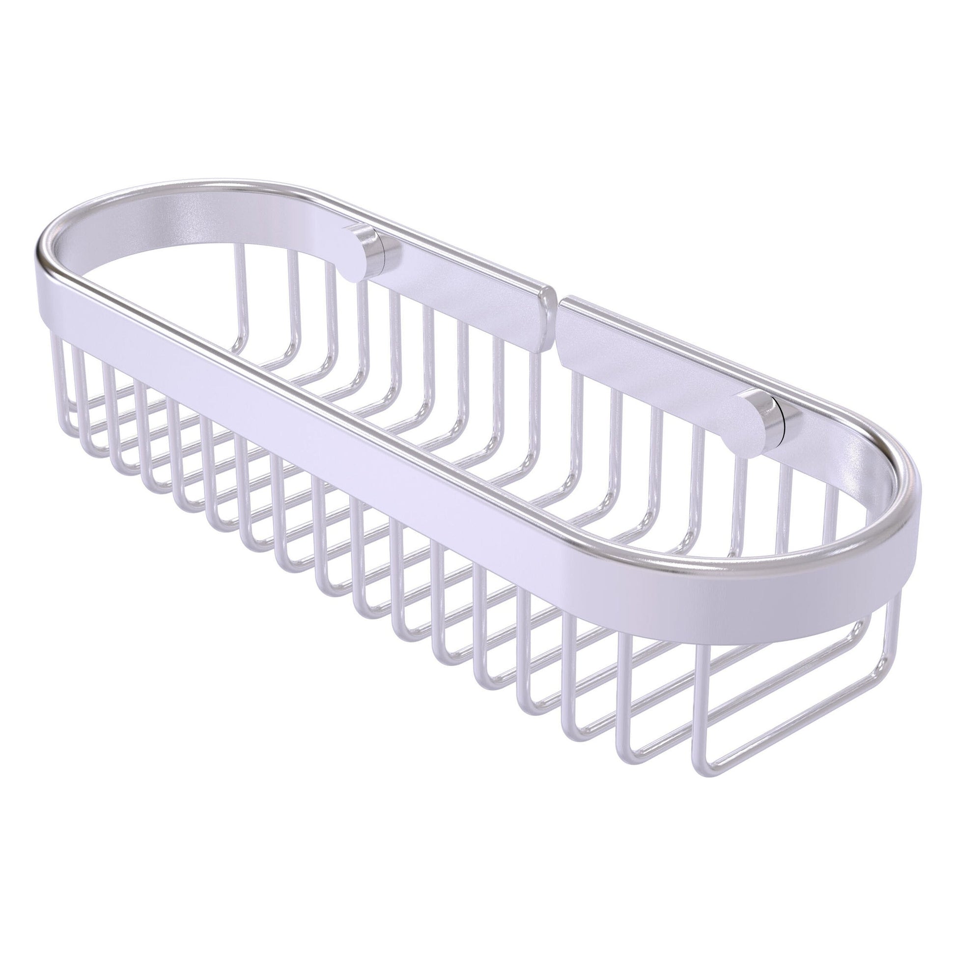 Allied Brass BSK-200LA 11" x 3.6" Satin Chrome Solid Brass Oval Toiletry Wire Basket