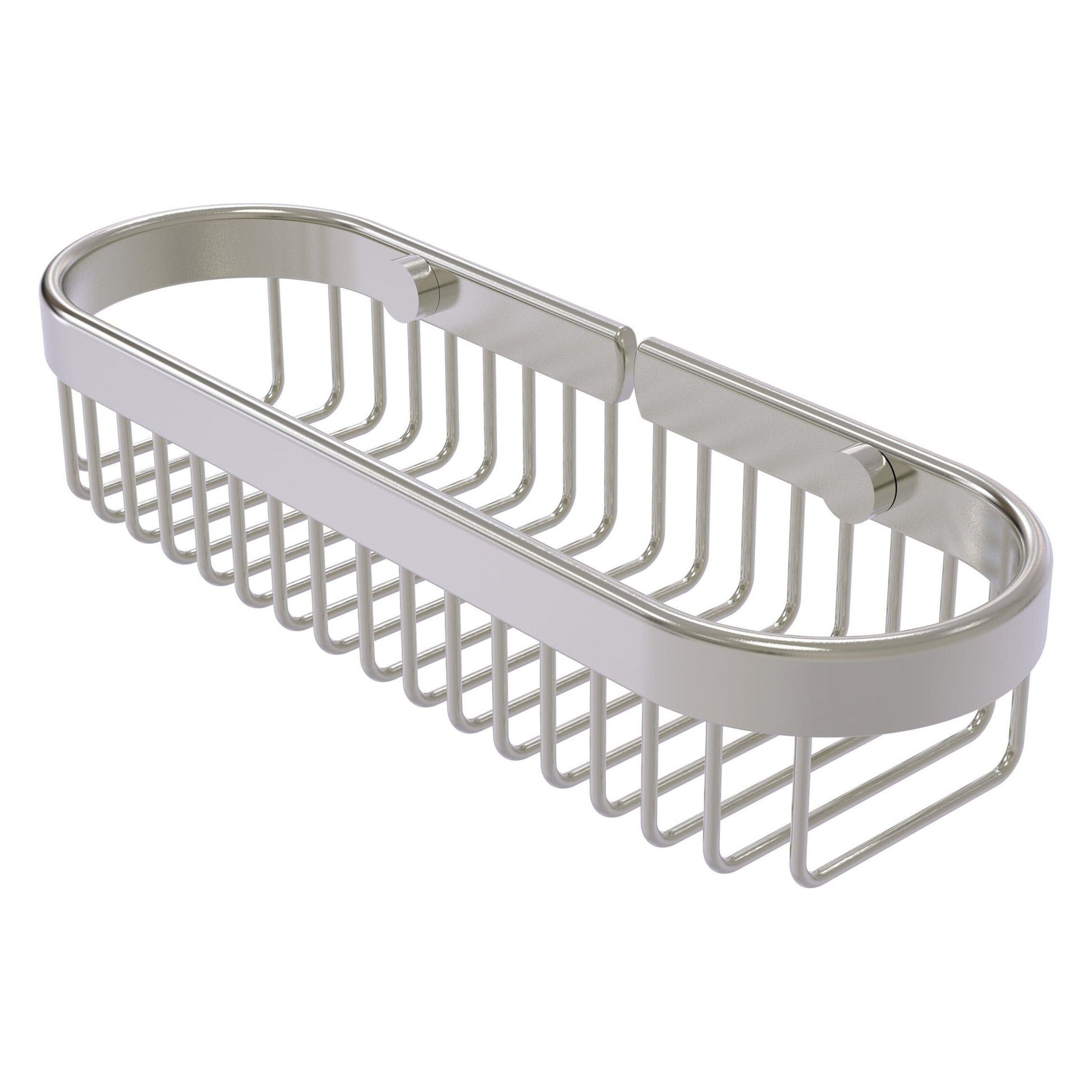 Allied Brass BSK-200LA 11" x 3.6" Satin Nickel Solid Brass Oval Toiletry Wire Basket