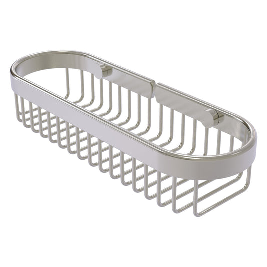 Allied Brass BSK-200LA 11" x 3.6" Satin Nickel Solid Brass Oval Toiletry Wire Basket
