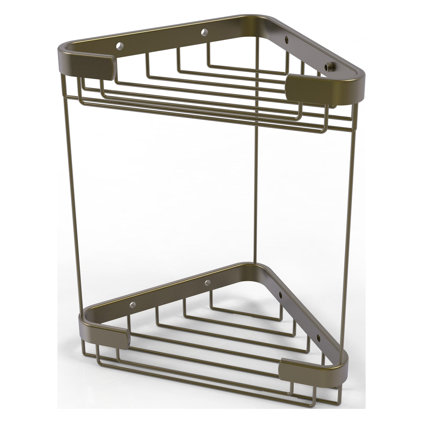 Allied Brass BSK-20DT 9.7" x 6.2" Antique Brass Solid Brass Double Tier Corner Shower Basket