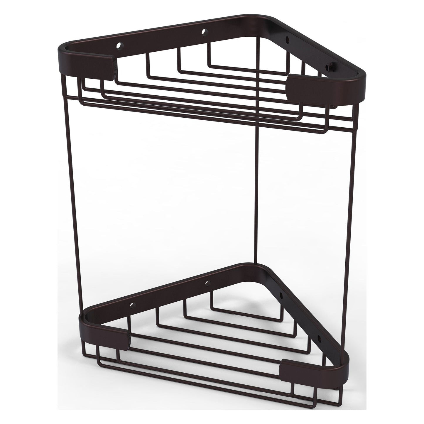 Allied Brass BSK-20DT 9.7" x 6.2" Antique Bronze Solid Brass Double Tier Corner Shower Basket