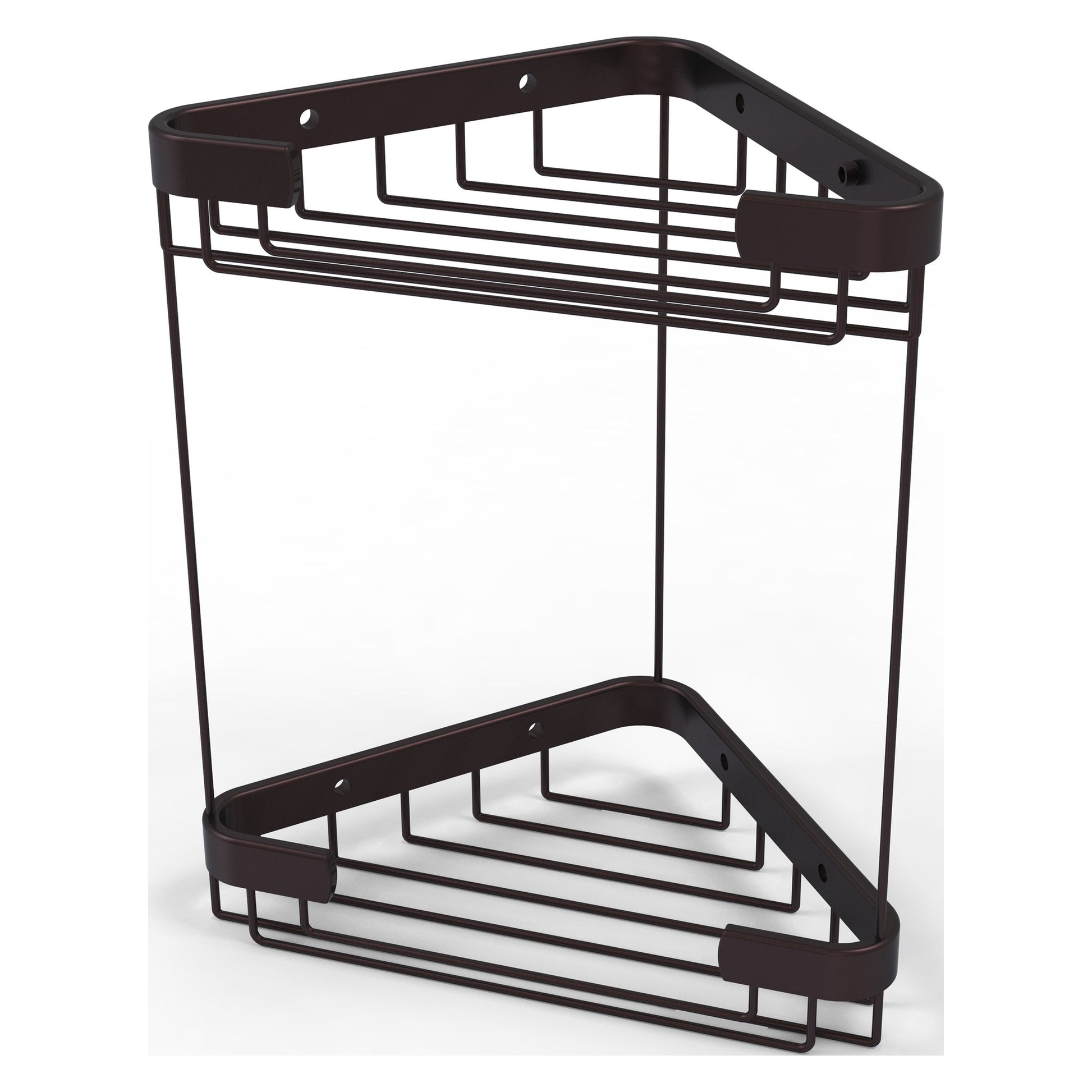 Allied Brass BSK-20DT 9.7" x 6.2" Antique Bronze Solid Brass Double Tier Corner Shower Basket