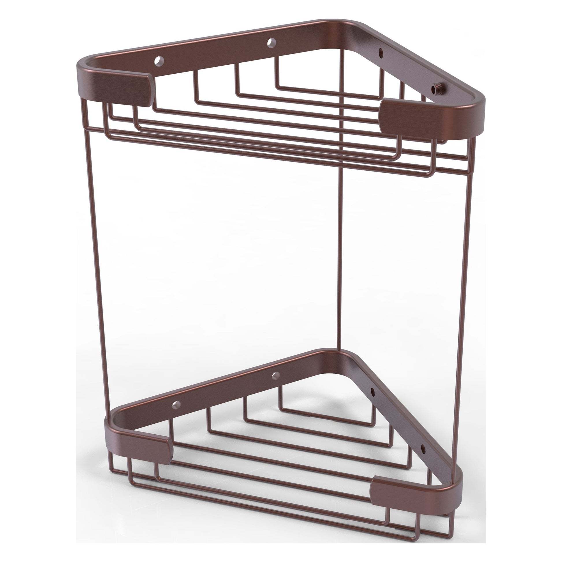 Allied Brass BSK-20DT 9.7" x 6.2" Antique Copper Solid Brass Double Tier Corner Shower Basket