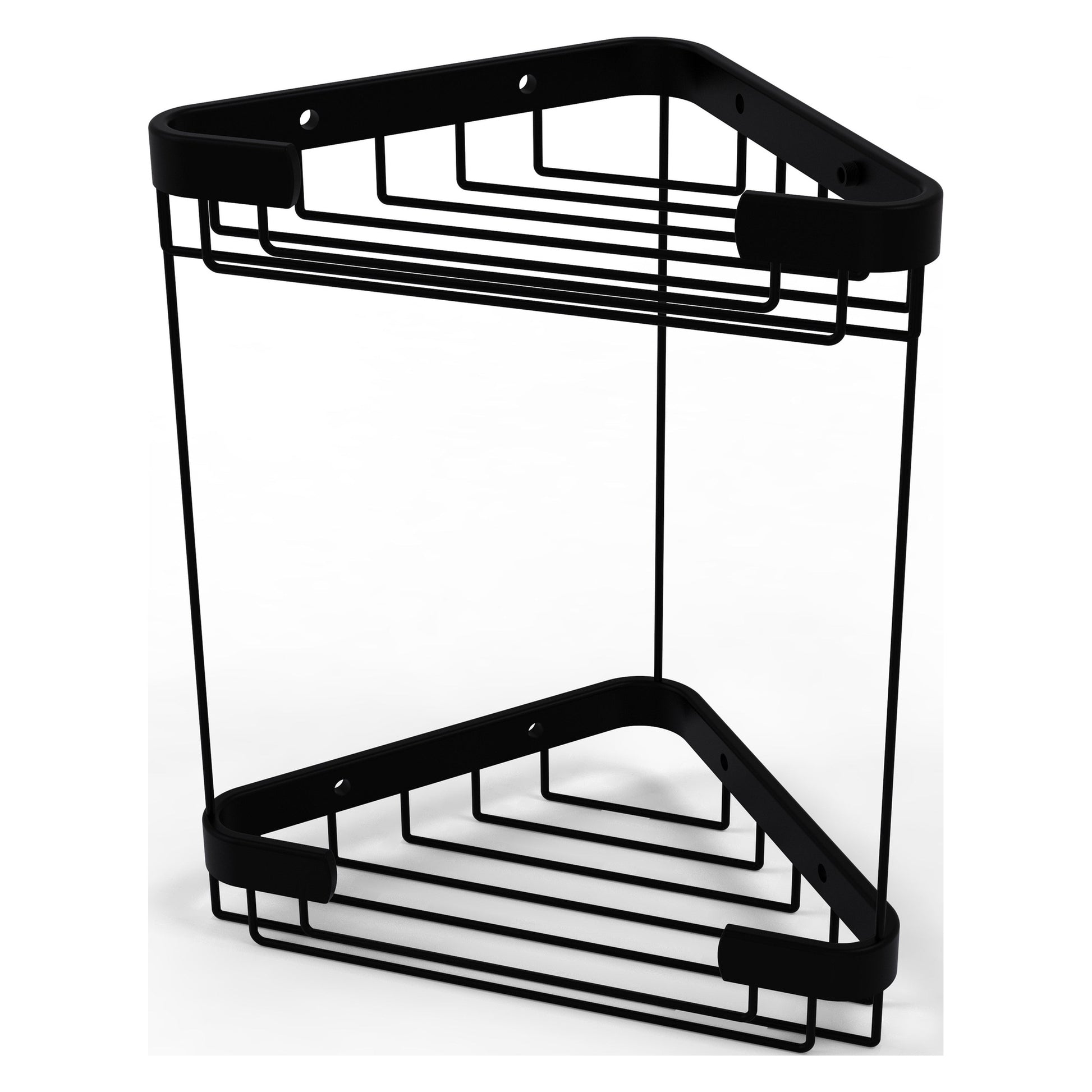 Allied Brass BSK-20DT 9.7" x 6.2" Matte Black Solid Brass Double Tier Corner Shower Basket