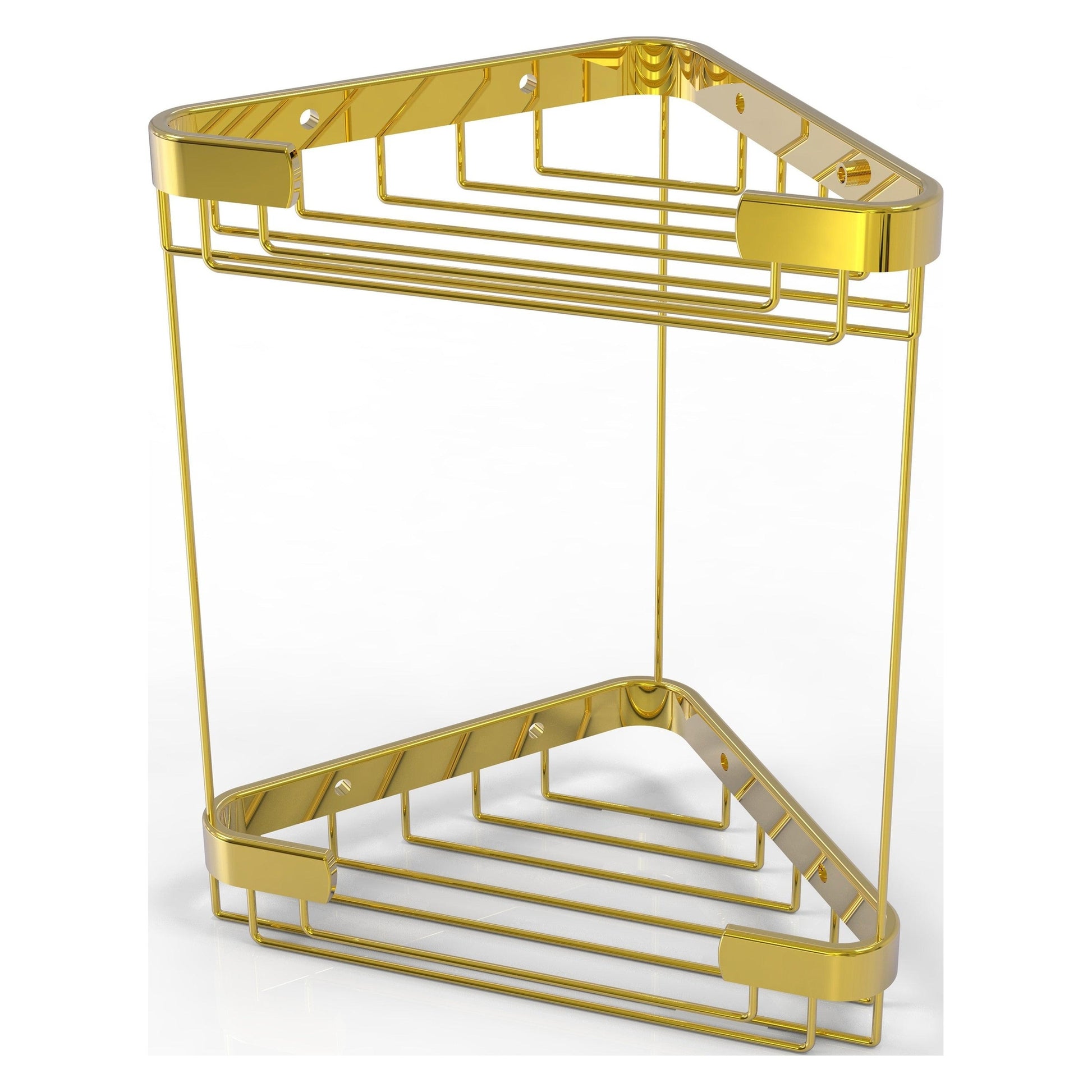 Allied Brass BSK-20DT 9.7" x 6.2" Polished Brass Solid Brass Double Tier Corner Shower Basket