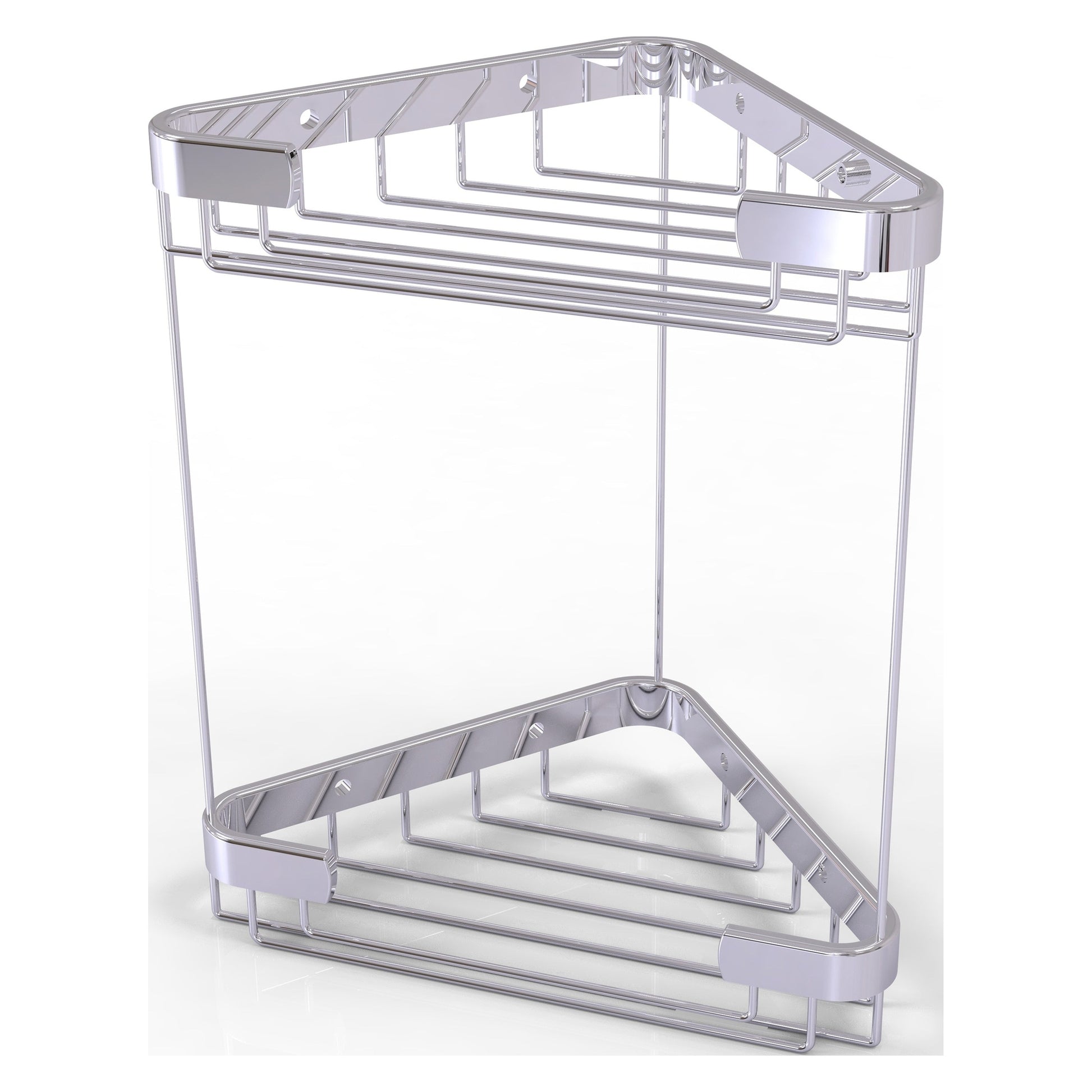Allied Brass BSK-20DT 9.7" x 6.2" Polished Chrome Solid Brass Double Tier Corner Shower Basket