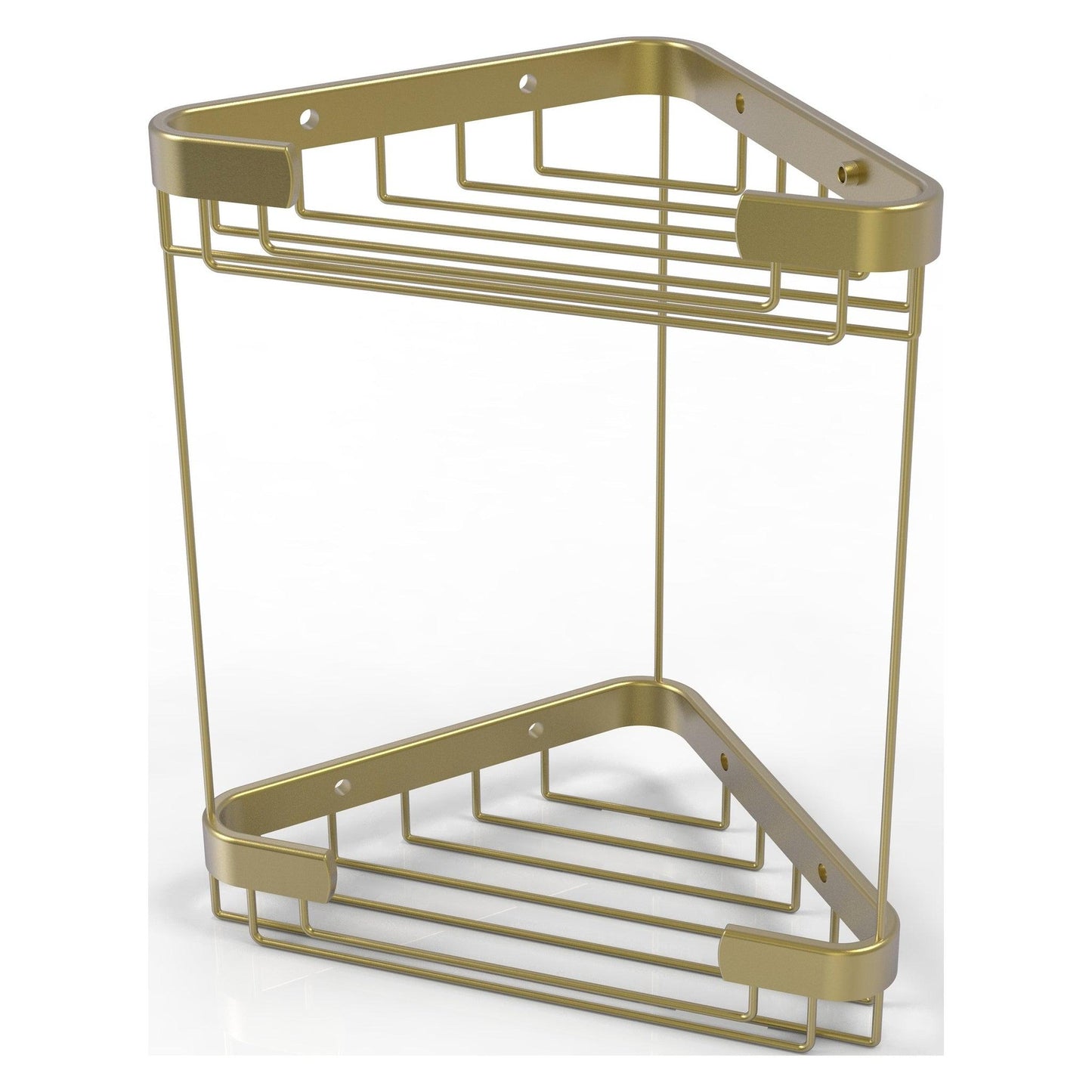 Allied Brass BSK-20DT 9.7" x 6.2" Satin Brass Solid Brass Double Tier Corner Shower Basket