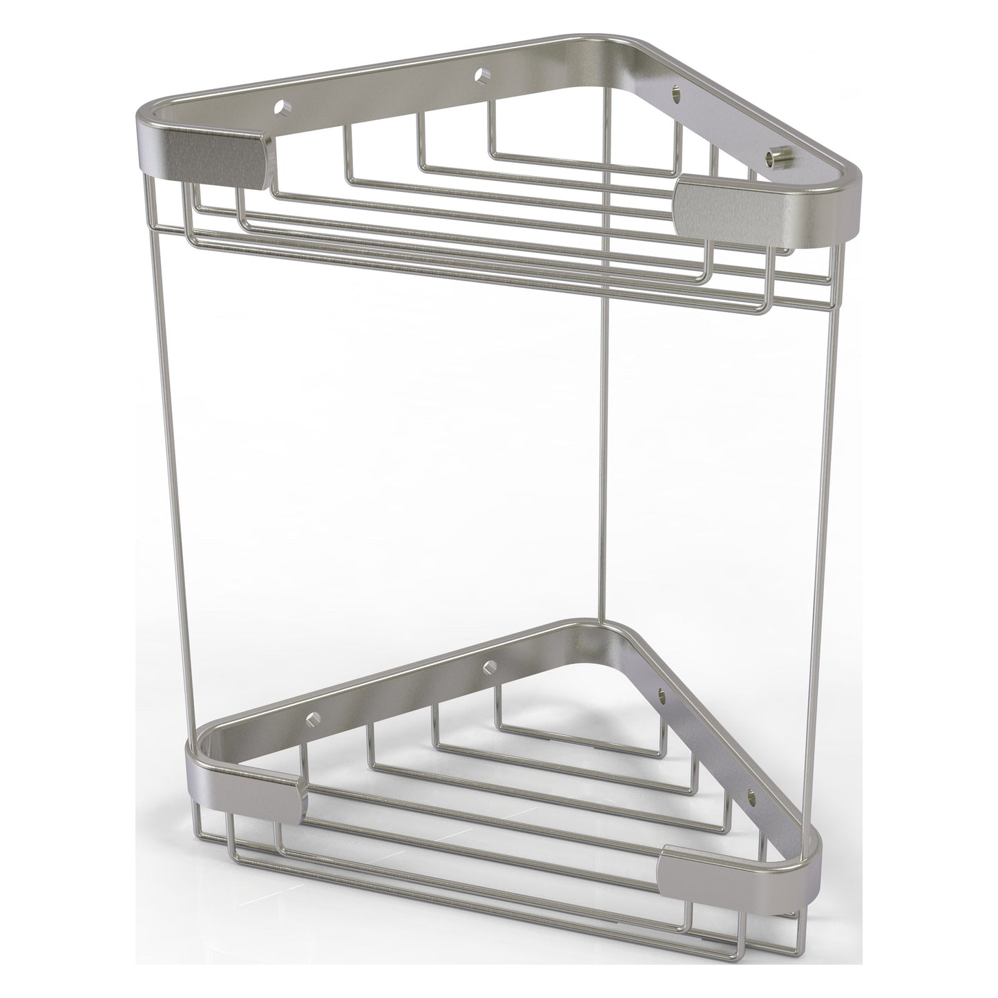 Allied Brass BSK-20DT 9.7" x 6.2" Satin Nickel Solid Brass Double Tier Corner Shower Basket