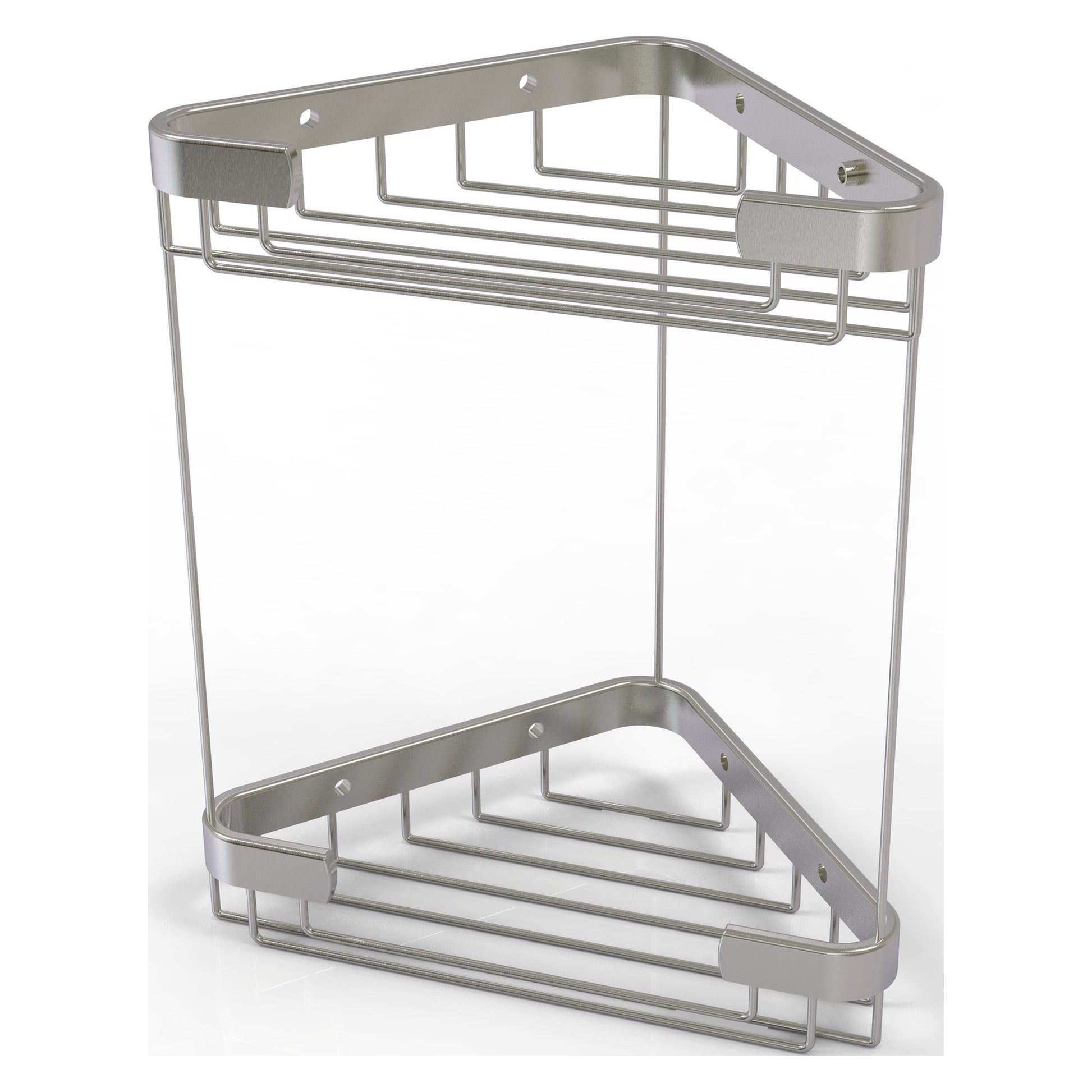 Allied Brass BSK-20DT 9.7" x 6.2" Satin Nickel Solid Brass Double Tier Corner Shower Basket