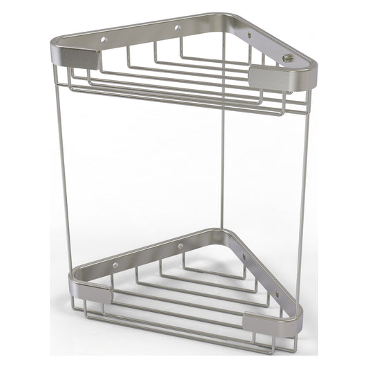 Allied Brass BSK-20DT 9.7" x 6.2" Satin Nickel Solid Brass Double Tier Corner Shower Basket