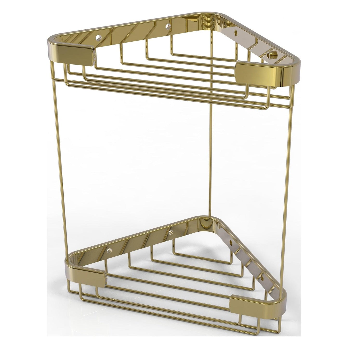 Allied Brass BSK-20DT 9.7" x 6.2" Unlacquered Brass Solid Brass Double Tier Corner Shower Basket