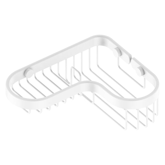 Allied Brass BSK-225LA 8.75" x 7.4" Matte White Solid Brass Corner Combination Shower Basket