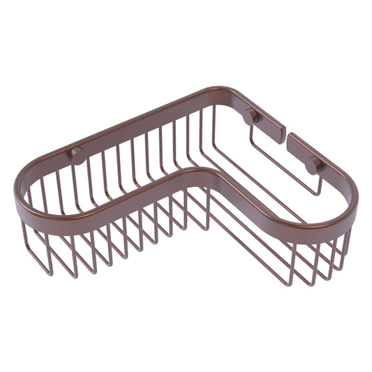 Allied Brass BSK-250LA 9.75" x 8.5" Antique Copper Solid Brass Corner Toiletry Shower Basket