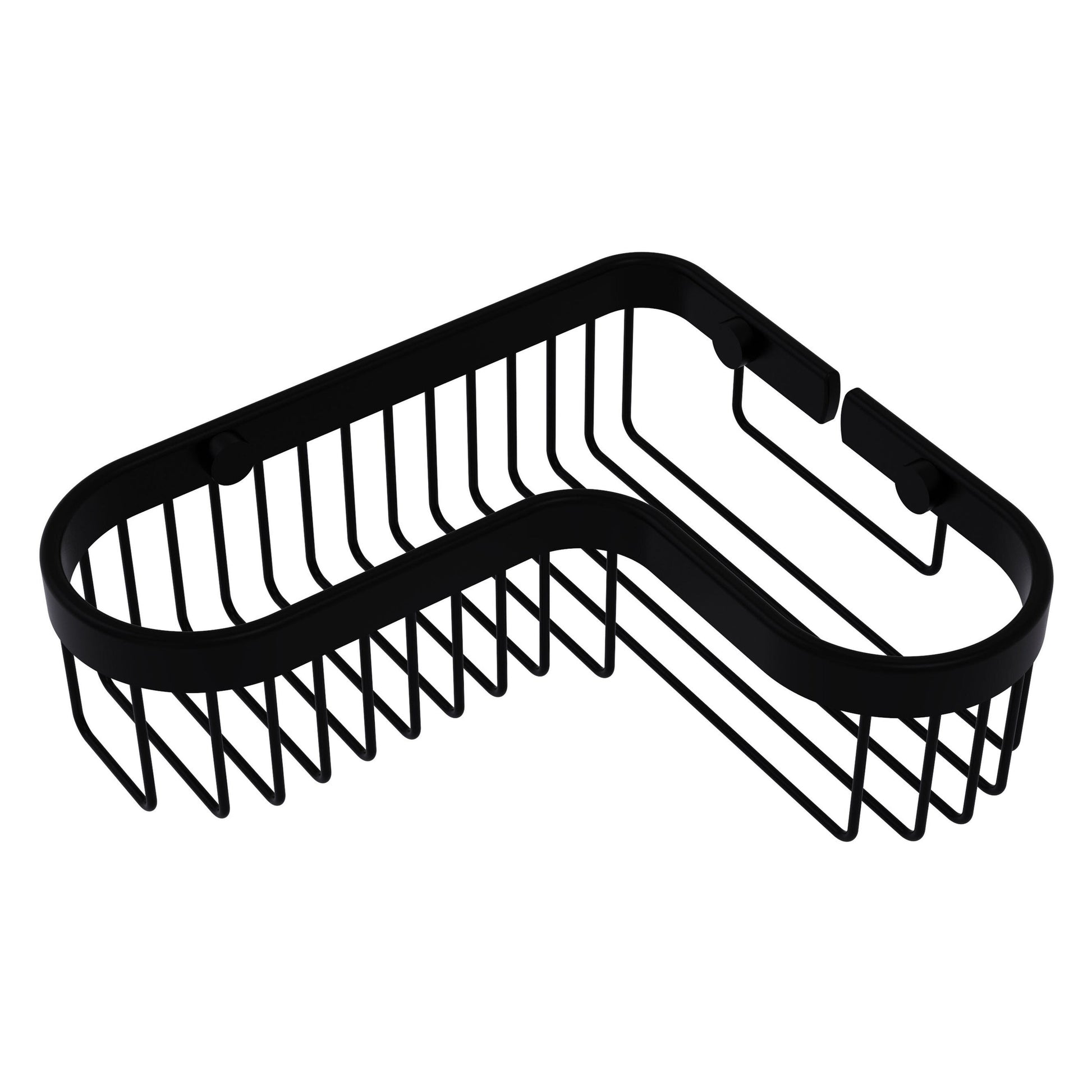 Allied Brass BSK-250LA 9.75" x 8.5" Matte Black Solid Brass Corner Toiletry Shower Basket
