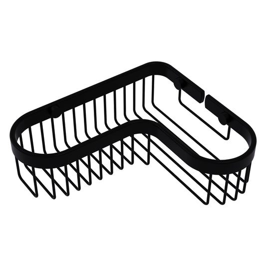 Allied Brass BSK-250LA 9.75" x 8.5" Matte Black Solid Brass Corner Toiletry Shower Basket