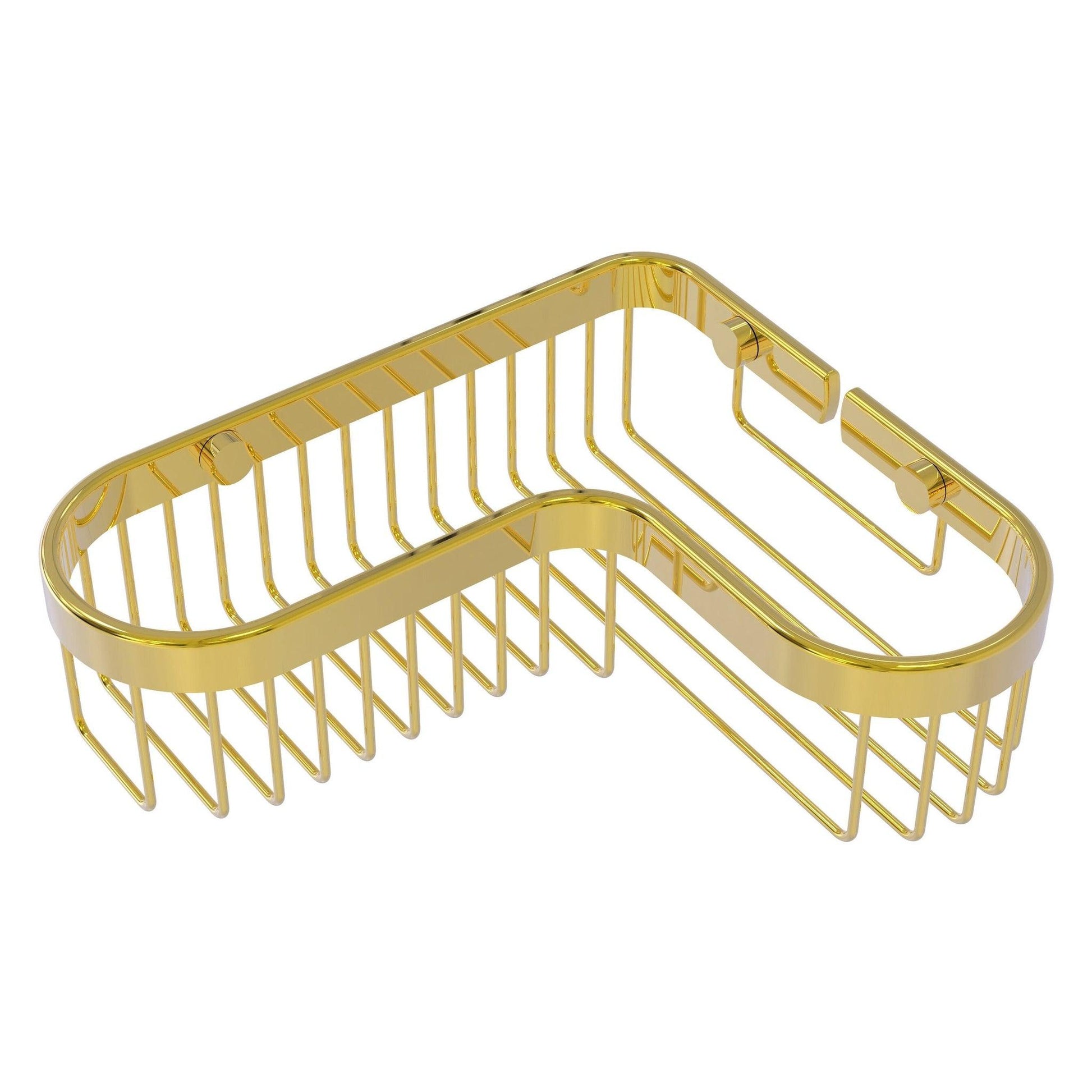 Allied Brass BSK-250LA 9.75" x 8.5" Polished Brass Solid Brass Corner Toiletry Shower Basket