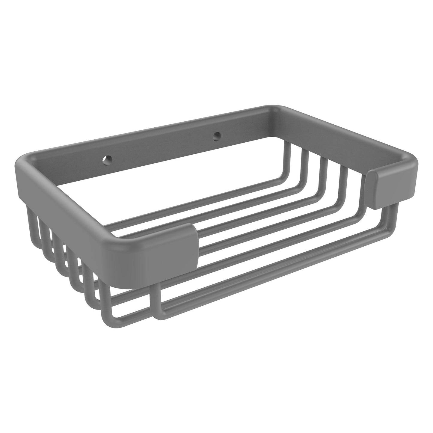 Allied Brass BSK-30SR 5.2" x 3.5" Matte Gray Solid Brass Rectangular Soap Basket