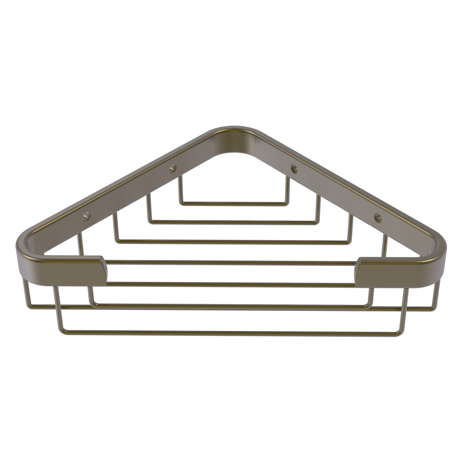 Allied Brass BSK-50ST 9.8" x 6.2" Antique Brass Solid Brass Toiletry Corner Shower Basket