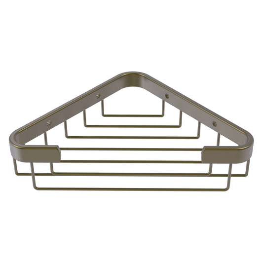Allied Brass BSK-50ST 9.8" x 6.2" Antique Brass Solid Brass Toiletry Corner Shower Basket