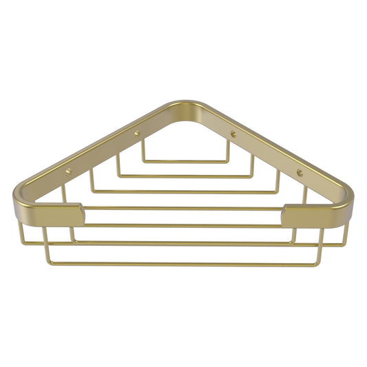 Allied Brass BSK-50ST 9.8" x 6.2" Satin Brass Solid Brass Toiletry Corner Shower Basket
