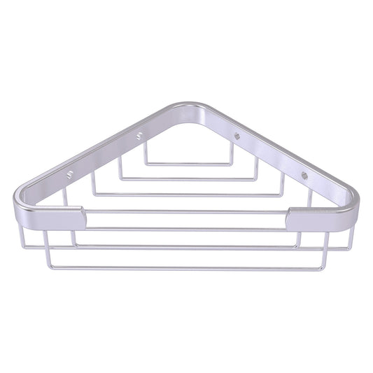 Allied Brass BSK-50ST 9.8" x 6.2" Satin Chrome Solid Brass Toiletry Corner Shower Basket