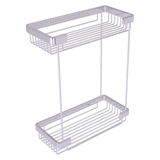 Allied Brass BSK-60DR 10.5" x 4.8" Polished Chrome Solid Brass Double Tier Rectangular Toiletry Shower Basket