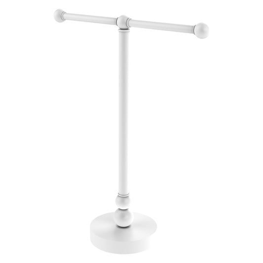 Allied Brass Bolero 14.5" x 14" Matte White Solid Brass Vanity Top 2-Arm Guest Towel Holder