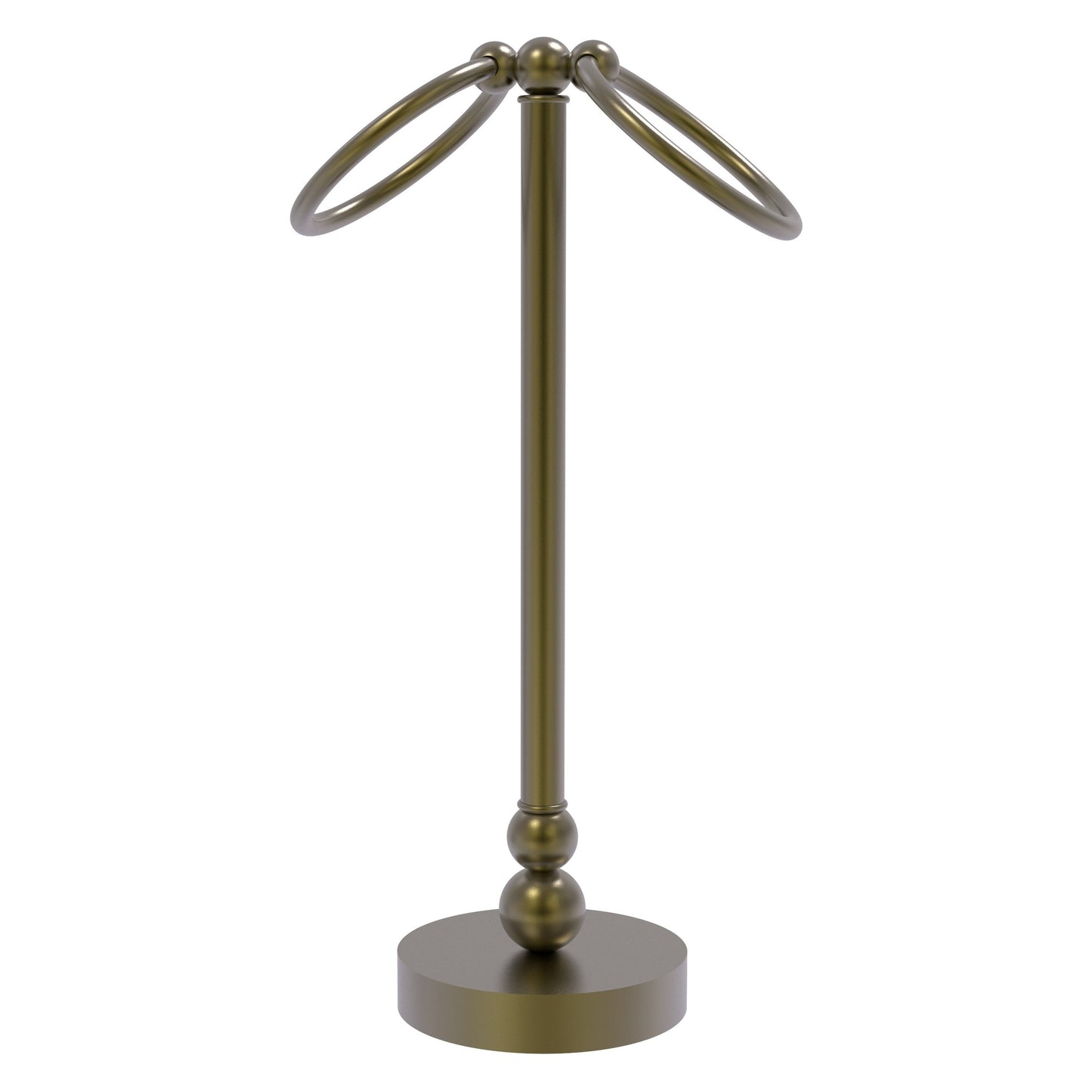 Allied Brass Bolero 5" x 5" Antique Brass Solid Brass Vanity Top 2-Towel Ring Guest Towel Holder