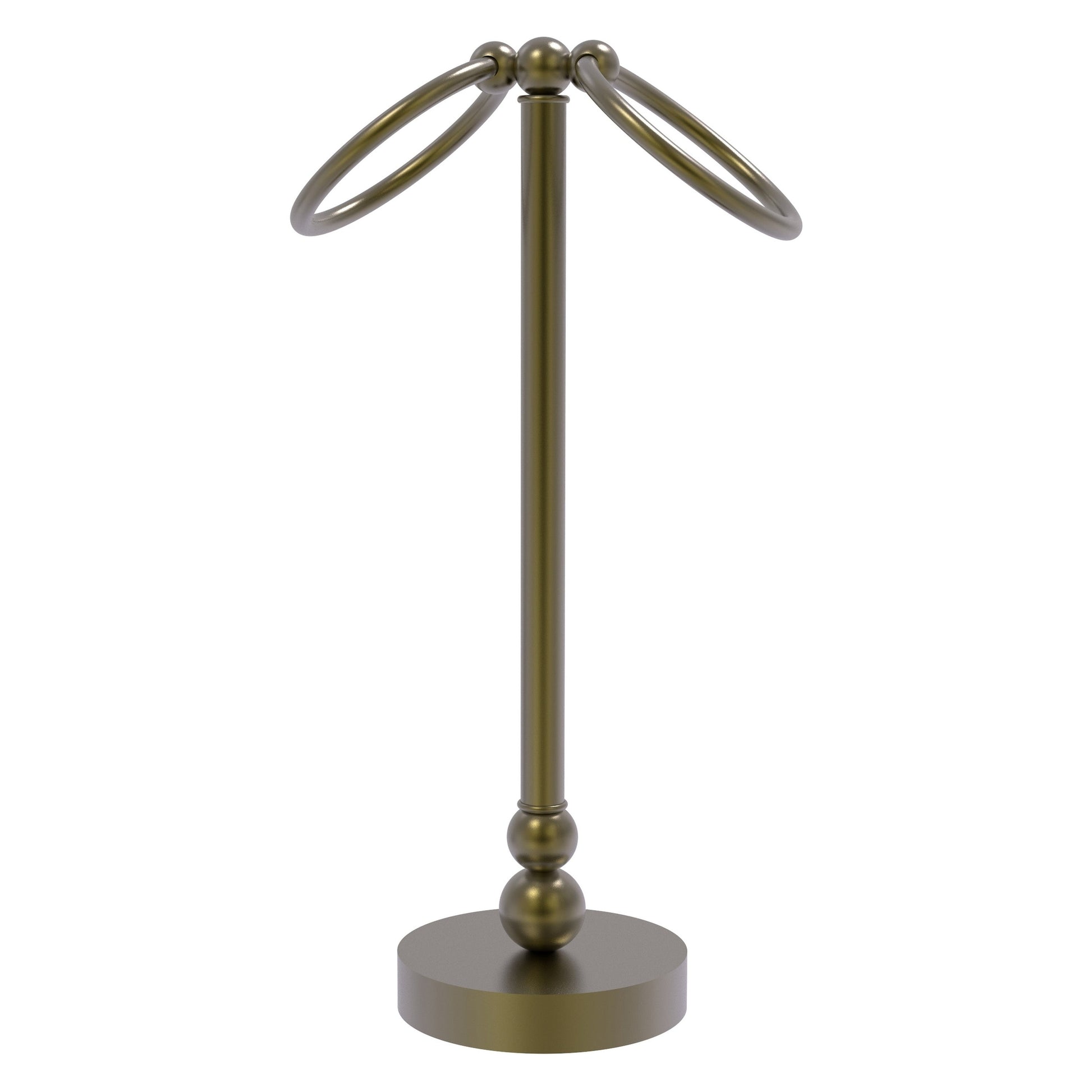 Allied Brass Bolero 5" x 5" Antique Brass Solid Brass Vanity Top 2-Towel Ring Guest Towel Holder