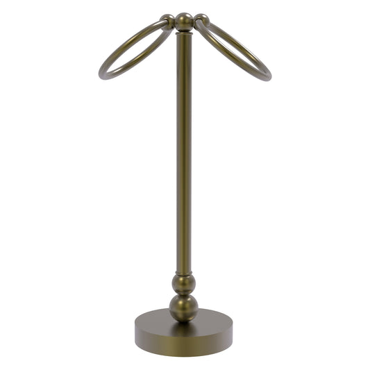 Allied Brass Bolero 5" x 5" Antique Brass Solid Brass Vanity Top 2-Towel Ring Guest Towel Holder