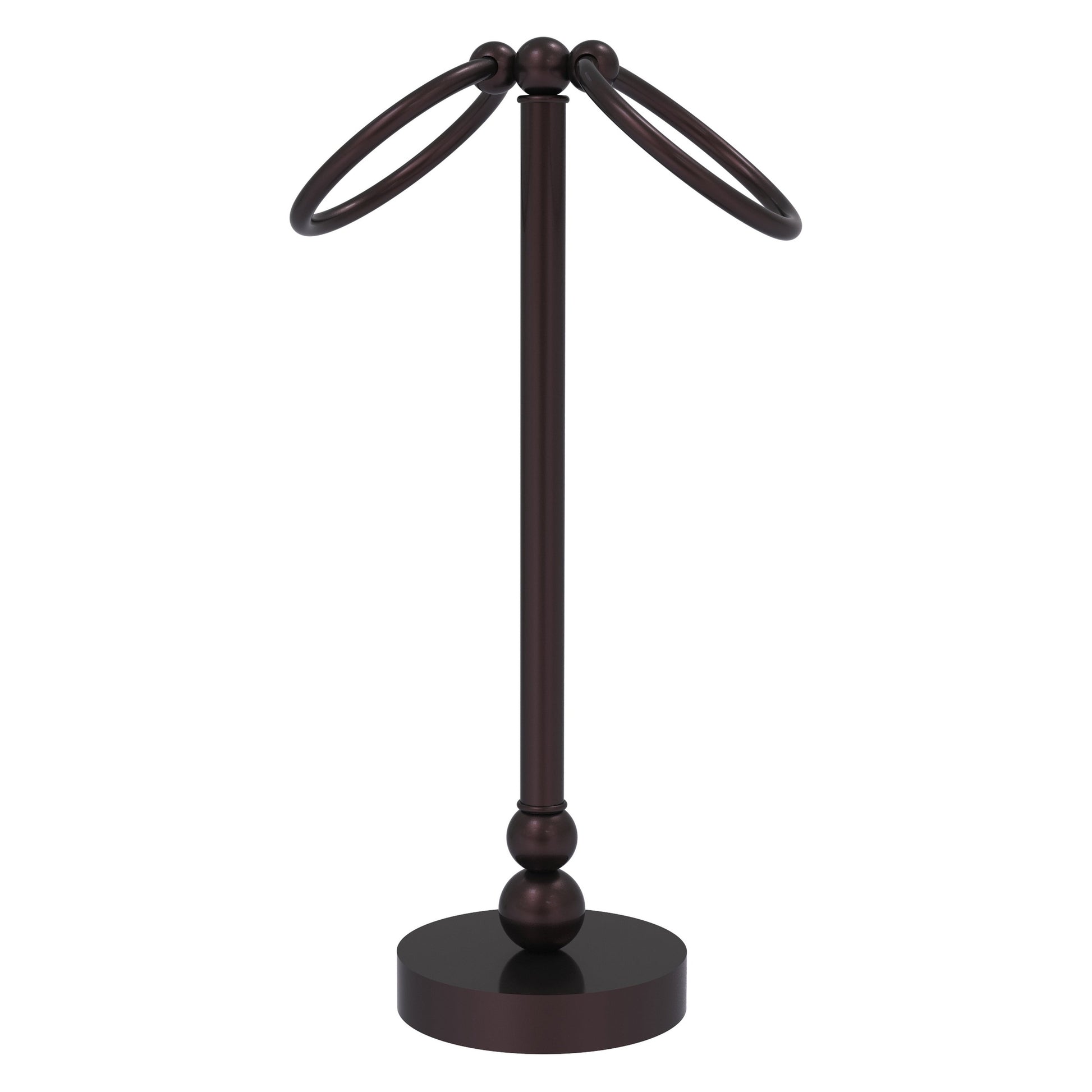Allied Brass Bolero 5" x 5" Antique Bronze Solid Brass Vanity Top 2-Towel Ring Guest Towel Holder