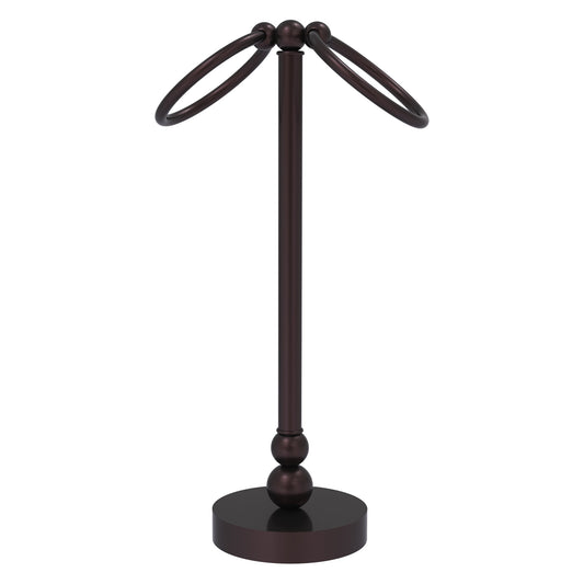 Allied Brass Bolero 5" x 5" Antique Bronze Solid Brass Vanity Top 2-Towel Ring Guest Towel Holder