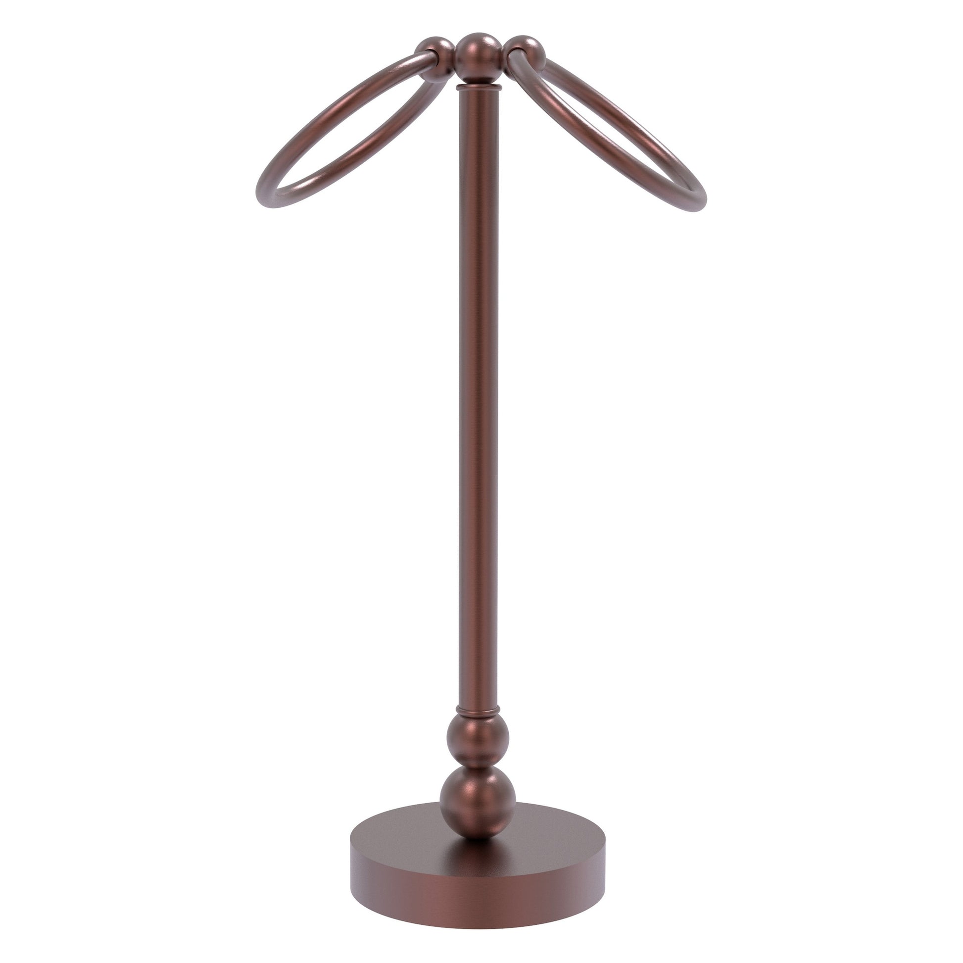Allied Brass Bolero 5" x 5" Antique Copper Solid Brass Vanity Top 2-Towel Ring Guest Towel Holder