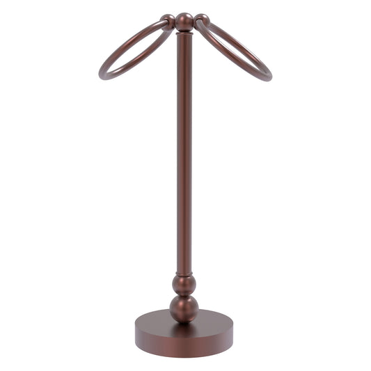 Allied Brass Bolero 5" x 5" Antique Copper Solid Brass Vanity Top 2-Towel Ring Guest Towel Holder