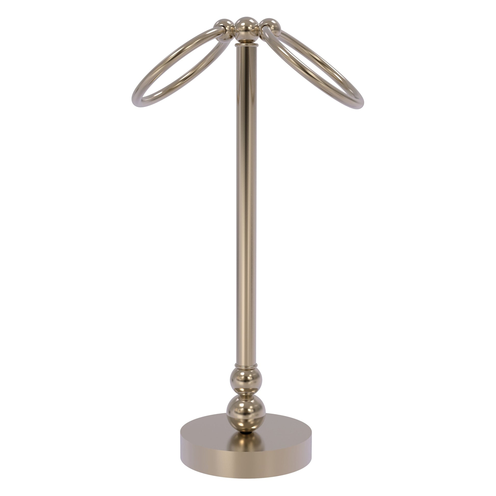 Allied Brass Bolero 5" x 5" Antique Pewter Solid Brass Vanity Top 2-Towel Ring Guest Towel Holder