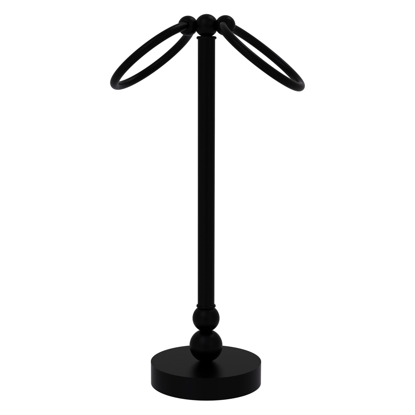 Allied Brass Bolero 5" x 5" Matte Black Solid Brass Vanity Top 2-Towel Ring Guest Towel Holder