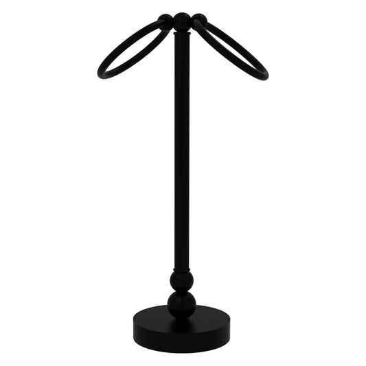 Allied Brass Bolero 5" x 5" Matte Black Solid Brass Vanity Top 2-Towel Ring Guest Towel Holder