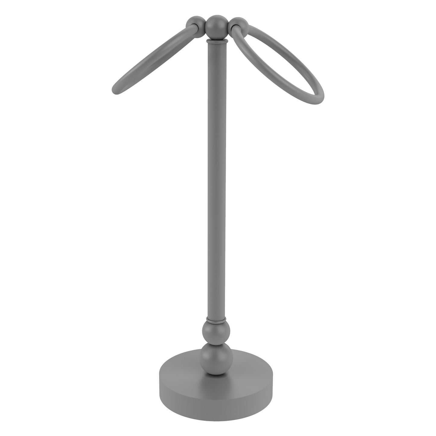 Allied Brass Bolero 5" x 5" Matte Gray Solid Brass Vanity Top 2-Towel Ring Guest Towel Holder