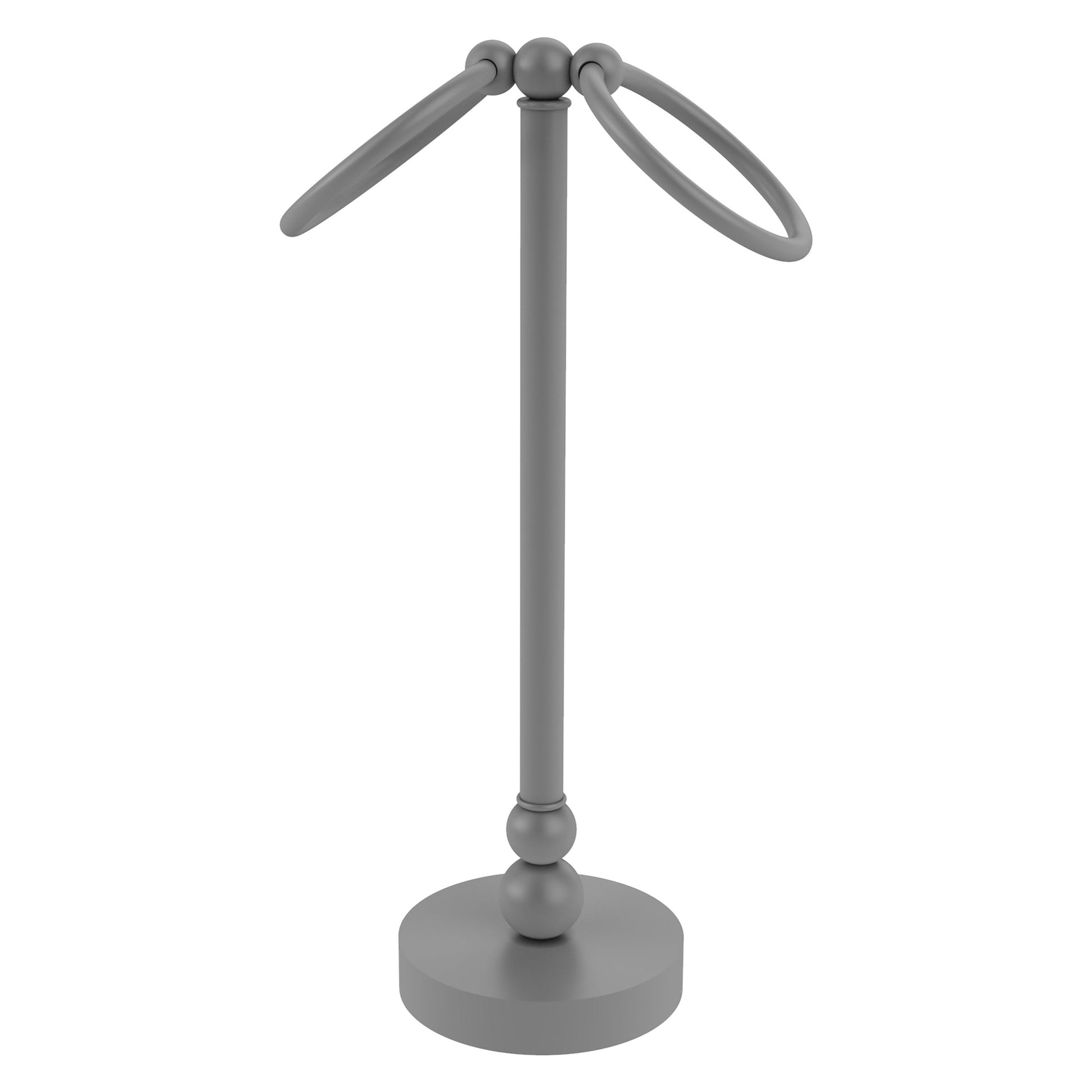 Allied Brass Bolero 5" x 5" Matte Gray Solid Brass Vanity Top 2-Towel Ring Guest Towel Holder