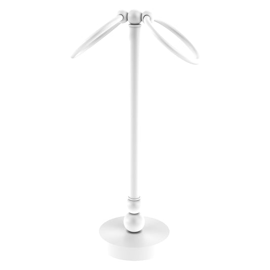 Allied Brass Bolero 5" x 5" Matte White Solid Brass Vanity Top 2-Towel Ring Guest Towel Holder