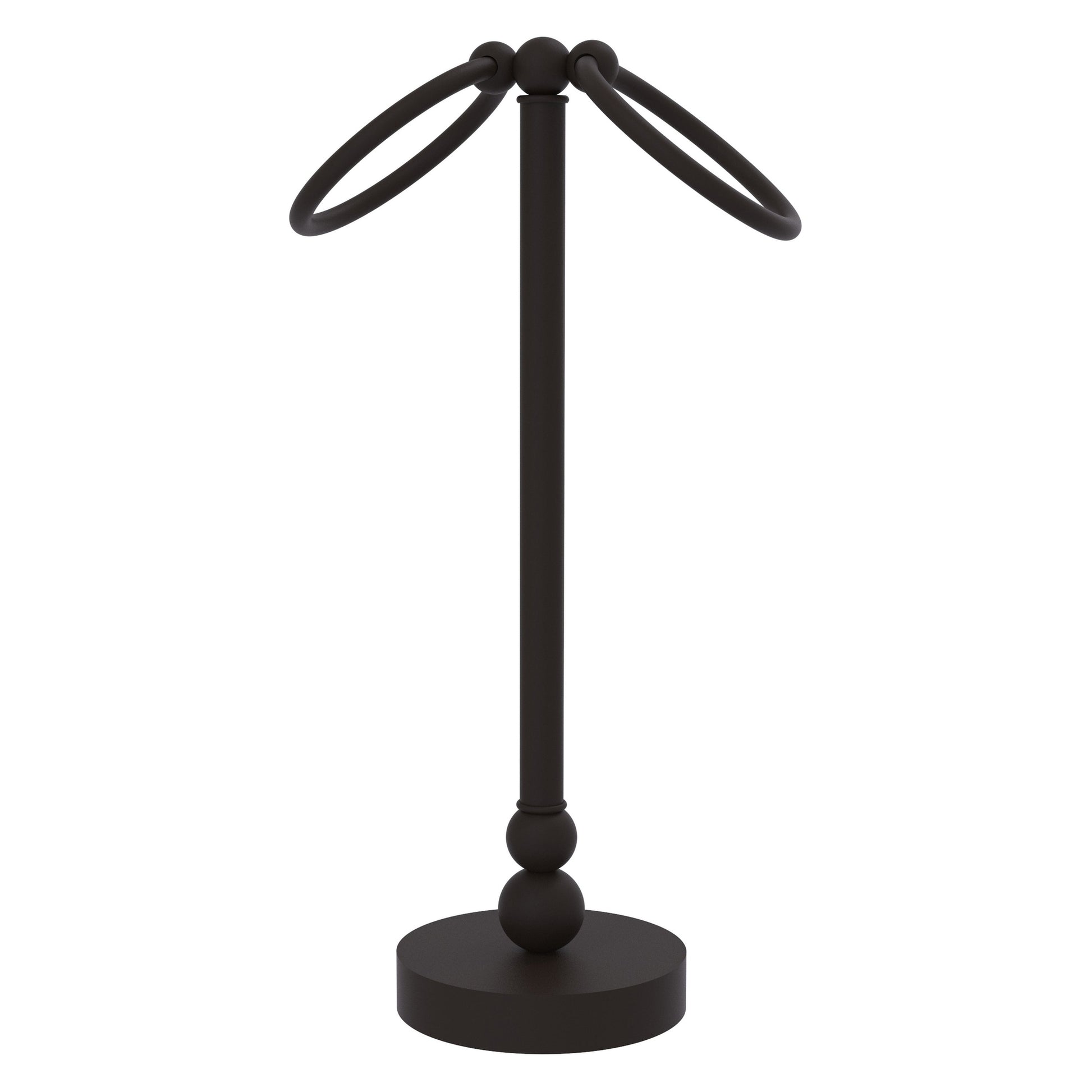 Allied Brass Bolero 5" x 5" Oil Rubbed Bronze Solid Brass Vanity Top 2-Towel Ring Guest Towel Holder