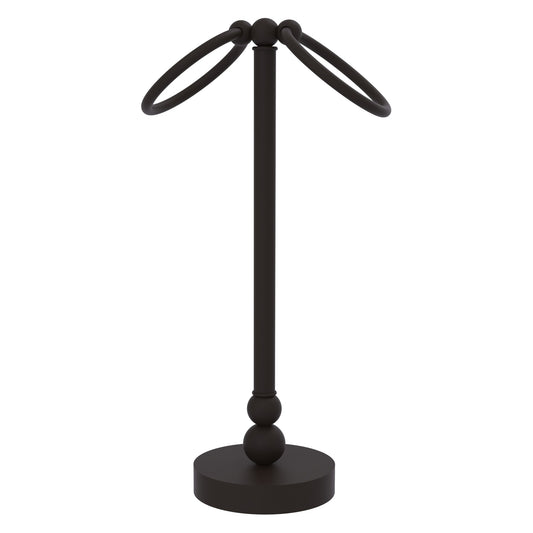 Allied Brass Bolero 5" x 5" Oil Rubbed Bronze Solid Brass Vanity Top 2-Towel Ring Guest Towel Holder