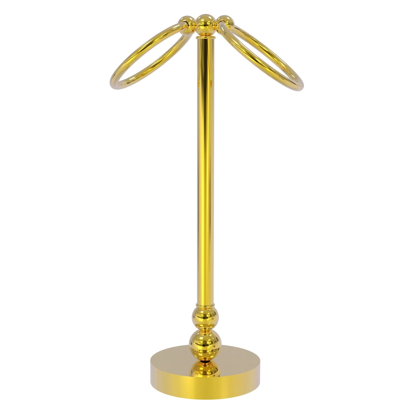 Allied Brass Bolero 5" x 5" Polished Brass Solid Brass Vanity Top 2-Towel Ring Guest Towel Holder
